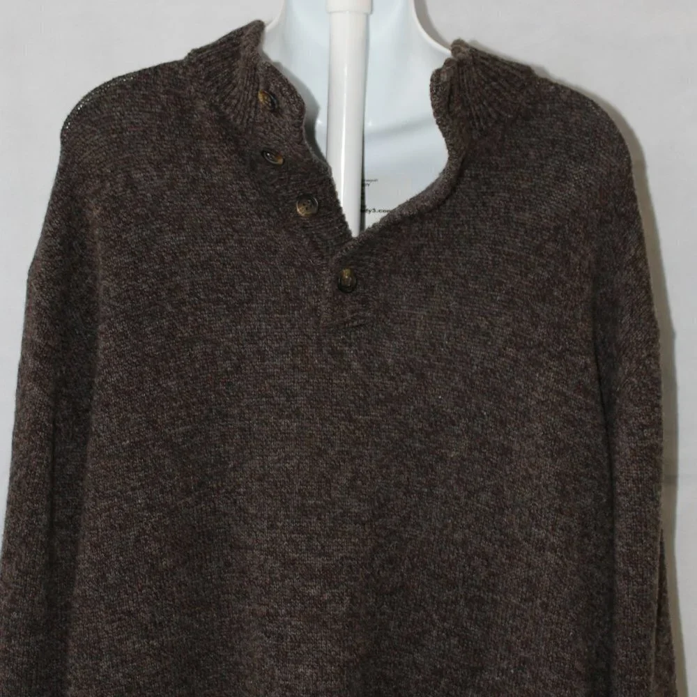 Enzo Mantovani Men's Brown 100% Wool Pull Over Long Sleeve Sweater Size XL